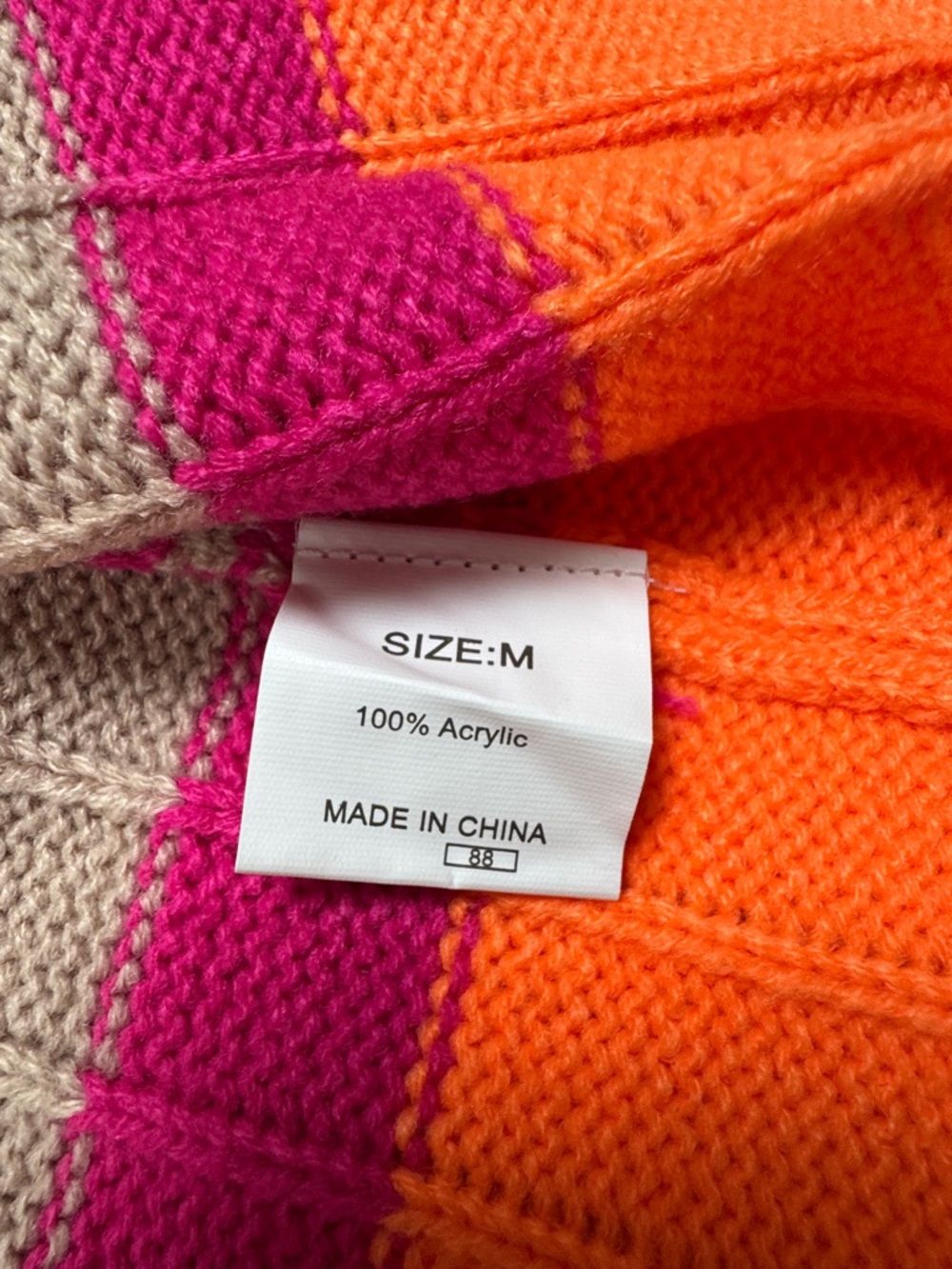 πHPπ Boutique NWOT Striped Knit Open Cardigan π Taupe Neon Orange & Magenta - Picture 13 of 13